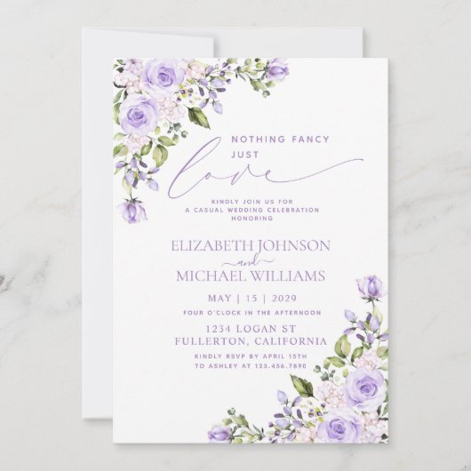 Nichts Extravagant nur Liebe Lilac Lavender Weddin Einladung (Vorderseite)