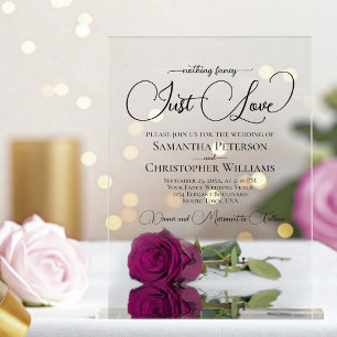 Nichts Extravagant nur Liebe Magenta Rose Hochzeit Acryleinladungen
