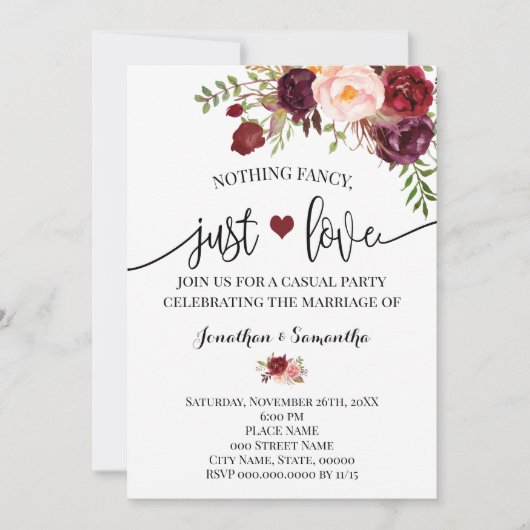 Nichts Extravagant nur Liebe Marsala Elopement Ein Save The Date (Vorderseite)