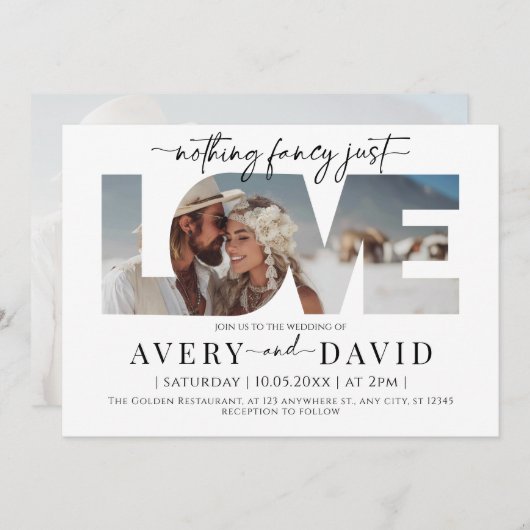 Nichts Extravagant nur Liebe Minimal Hochzeit Einl Einladung (Vorne/Hinten)