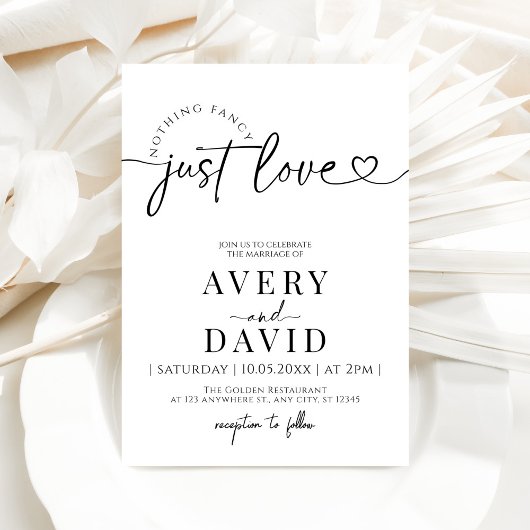Nichts Extravagant nur Liebe Minimale Hochzeit Einladung
