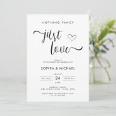 Nichts Extravagant nur Liebe Minimale Hochzeitsemp Einladung (Stehend Vorderseite)