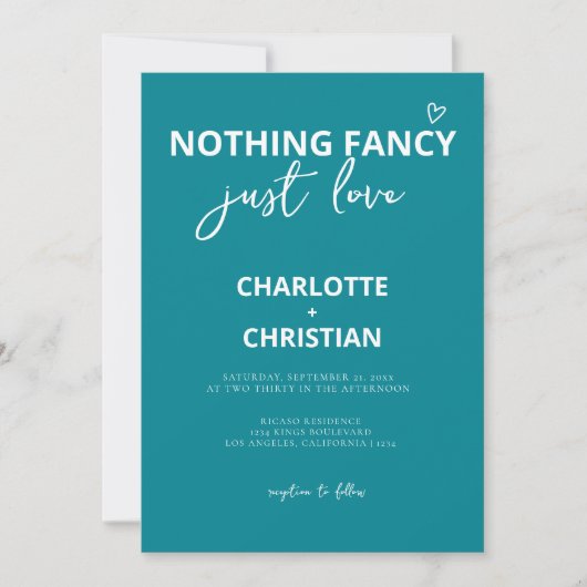 Nichts Extravagant nur Liebe Minimalistisch Hochze Einladung (Vorderseite)