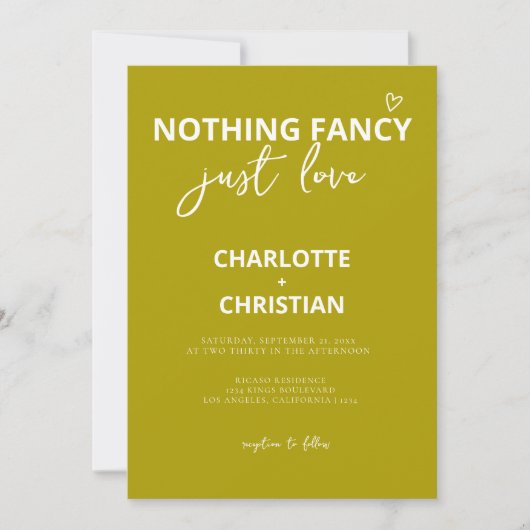 Nichts Extravagant nur Liebe Minimalistisch Hochze Einladung (Vorderseite)