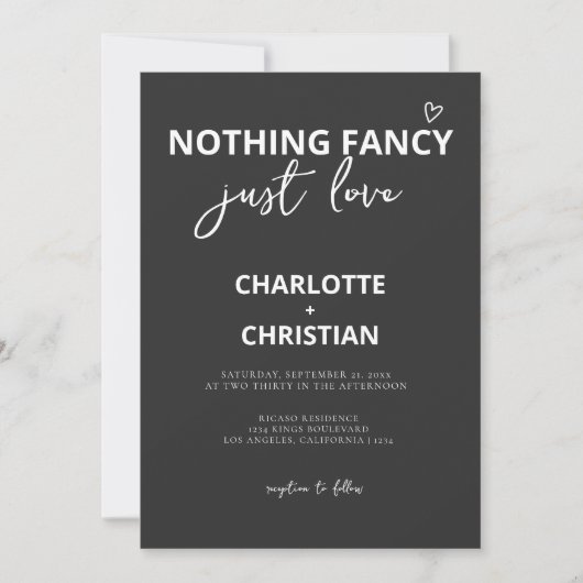 Nichts Extravagant nur Liebe Minimalistisch Hochze Einladung (Vorderseite)