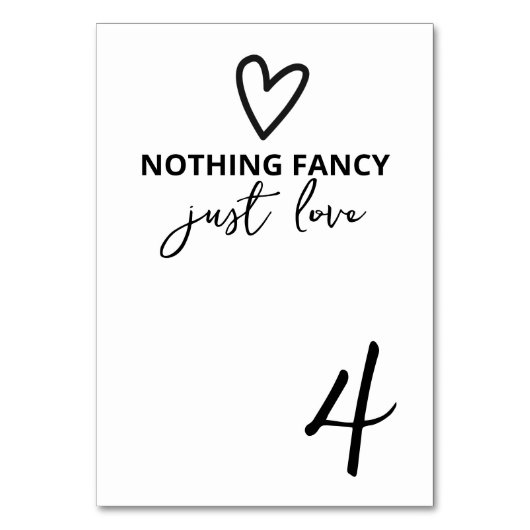 Nichts Extravagant nur Liebe Minimalistisch Hochze Tischnummer (Rückseite)