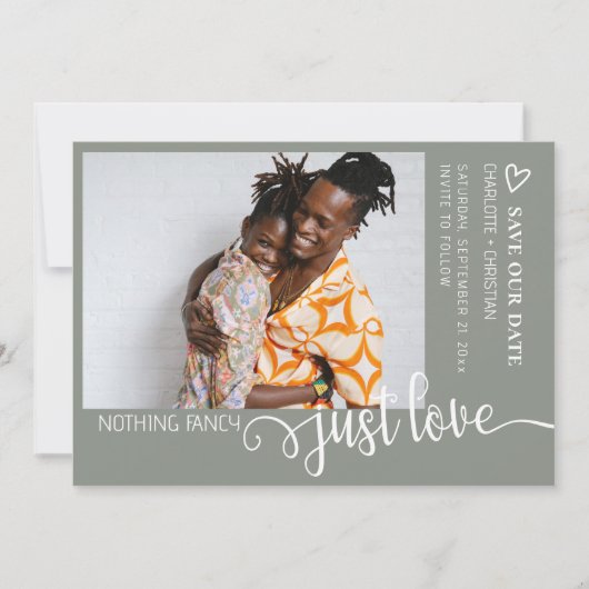 Nichts Extravagant nur Liebe Minimalistisch Save The Date (Vorderseite)