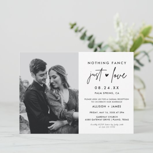 Nichts Extravagant nur Liebe Minimalistische Elope Einladung (Stehend Vorderseite)