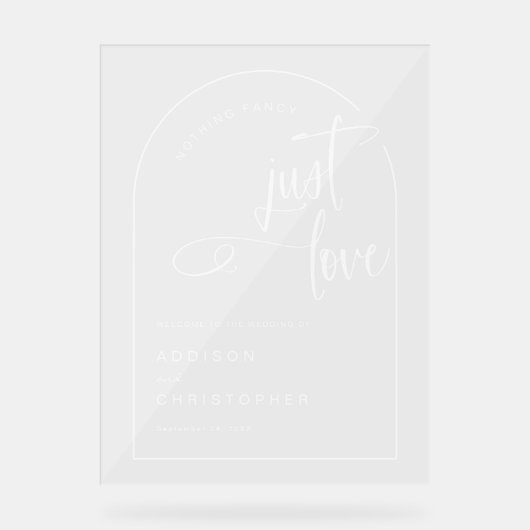 Nichts Extravagant nur Liebe Moderne Hochzeitswill Acrylschild (Vorderseite)