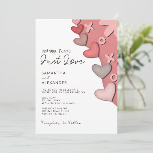 Nichts Extravagant nur Liebe Moderne Retro Vibes W Einladung (Stehend Vorderseite)