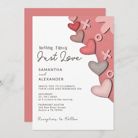 Nichts Extravagant nur Liebe Moderne Retro Vibes W Einladung (Vorne/Hinten)