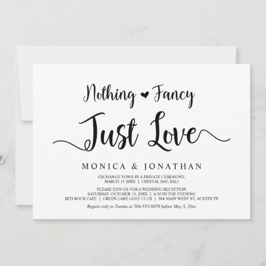 Nichts Extravagant, nur Liebe, moderne rustikale E Einladung (Vorderseite)