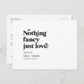 Nichts extravagant nur Liebe, Moderne Save the Dat Ankündigungspostkarte (Vorne/Hinten)