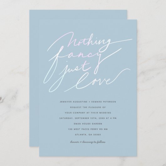 Nichts Extravagant nur Liebe Moderne SkriptWedding Einladung (Vorne/Hinten)