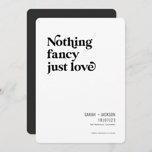 Nichts extravagant nur Liebe, Moderner Minimalisti Save The Date (Vorne/Hinten)