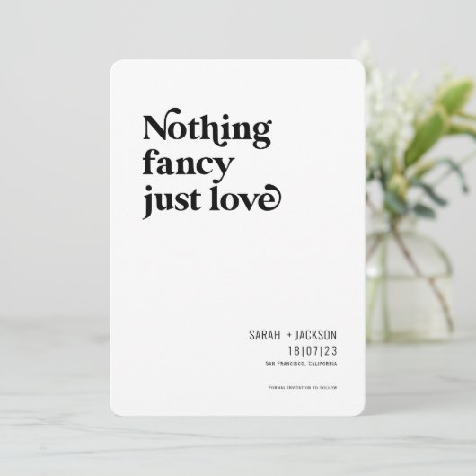Nichts extravagant nur Liebe, Moderner Minimalisti Save The Date (Stehend Vorderseite)