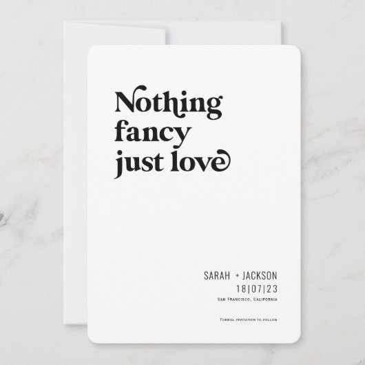 Nichts extravagant nur Liebe, Moderner Minimalisti Save The Date (Vorderseite)