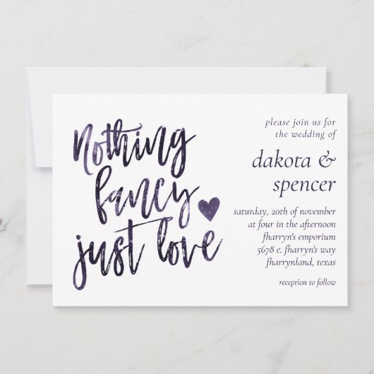 Nichts Extravagant nur Liebe | Moody Midnight Indi Einladung (Vorderseite)