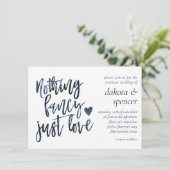 Nichts Extravagant nur Liebe | Moody Navy Blue Wed Einladung (Stehend Vorderseite)