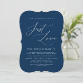 Nichts Extravagant nur Liebe, Navy Blue, Wed Elopt Einladung (Stehend Vorderseite)
