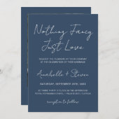 Nichts Extravagant nur Liebe Navy Blue Wedding Fot Einladung (Vorne/Hinten)