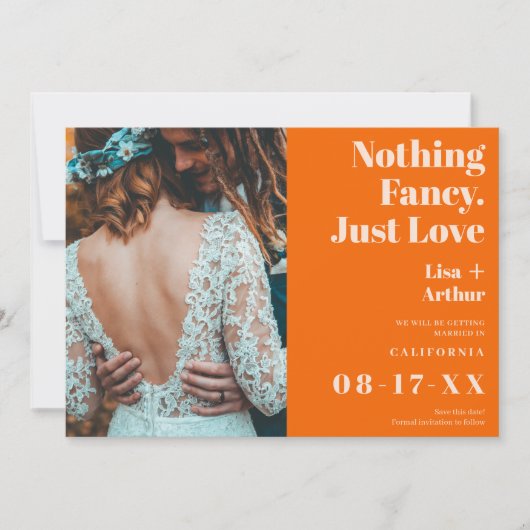 Nichts extravagant nur Liebe Orange Foto Save the  Save The Date (Vorderseite)