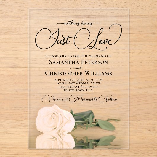 Nichts Extravagant nur Liebe Pfirsichblüte Rose Ho Acryleinladungen (Vorderseite)