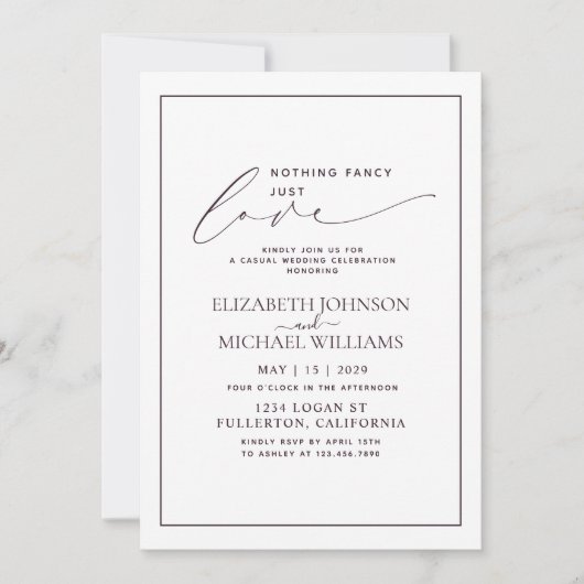 Nichts Extravagant nur Liebe Plum Lila Lässige Hoc Einladung (Vorderseite)