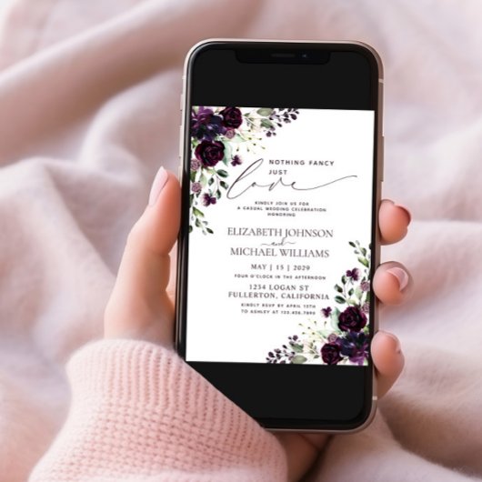 Nichts Extravagant nur Liebe Plum Lila Lässiges Fo Einladung