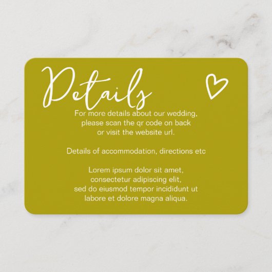 Nichts Extravagant nur Liebe QR Code Groovy Green Begleitkarte (Vorderseite)