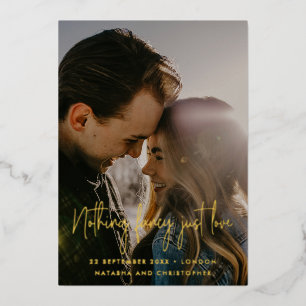 Nichts Extravagant nur Liebe QR Foto Hochzeit Rett Folieneinladung