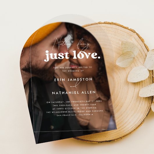 Nichts Extravagant nur Liebe Retro Groovy Arch Wed Acryleinladungen