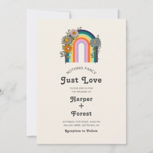 Nichts Extravagant nur Liebe Retro Hochzeit Einladung (Vorderseite)