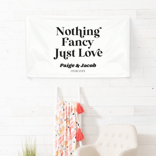 Nichts Extravagant nur Liebe Retro Lässig Hochzeit Banner (Insitu)