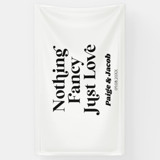 Nichts Extravagant nur Liebe Retro Lässig Hochzeit Banner (Vertikal)