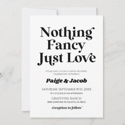 Nichts Extravagant nur Liebe Retro Lässig Hochzeit Einladung (Vorderseite)
