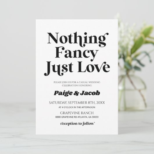 Nichts Extravagant nur Liebe Retro Lässig Hochzeit Einladung (Stehend Vorderseite)