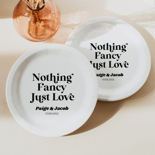 Nichts Extravagant nur Liebe Retro Lässig Hochzeit Pappteller