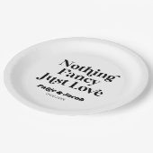 Nichts Extravagant nur Liebe Retro Lässig Hochzeit Pappteller (Schrägansicht)