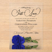 Nichts Extravagant nur Liebe Royal Blue Rose Hochz Acryleinladungen (Vorderseite)