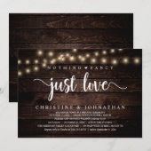 Nichts Extravagant nur Liebe, rustikale Hochzeitse Einladung (Vorne/Hinten)