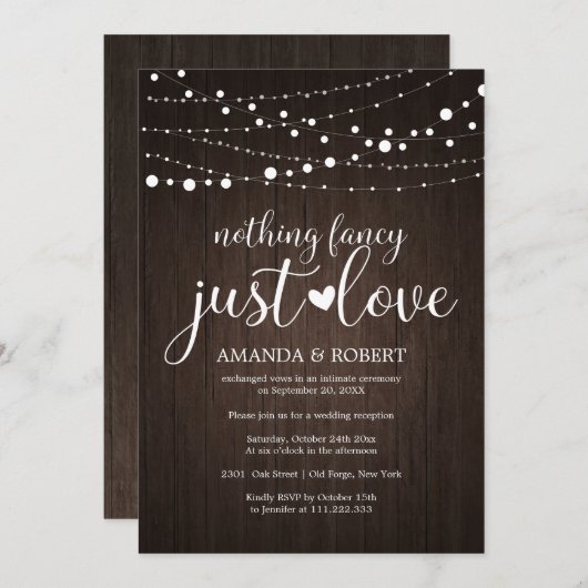 Nichts Extravagant nur Liebe rustikale Hochzeitsei Save The Date (Vorne/Hinten)