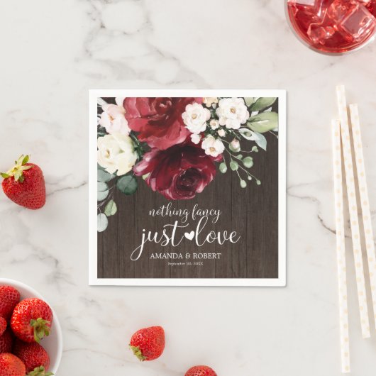 Nichts Extravagant nur Liebe rustikale Holzblüte Serviette (Beispiel)