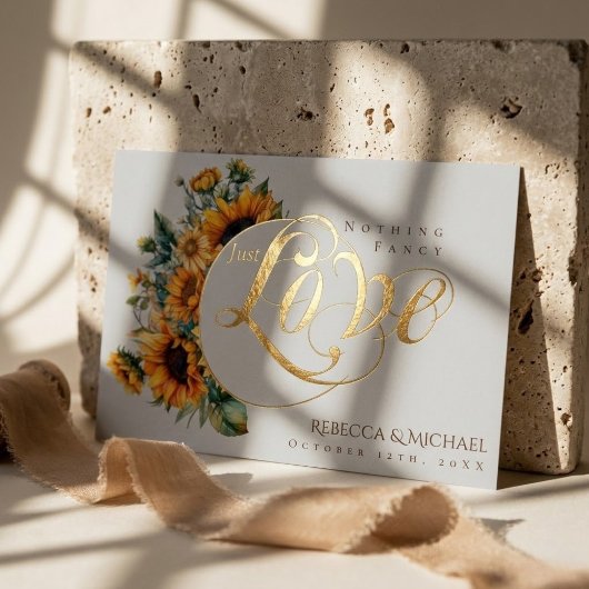 Nichts Extravagant nur Liebe Rustikale Sonnenblume Folieneinladung