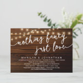 Nichts Extravagant, nur Liebe, rustikales Hochzeit Einladung (Stehend Vorderseite)