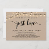 Nichts Extravagant nur Liebe, rustikales Hochzeits Einladung (Vorderseite)