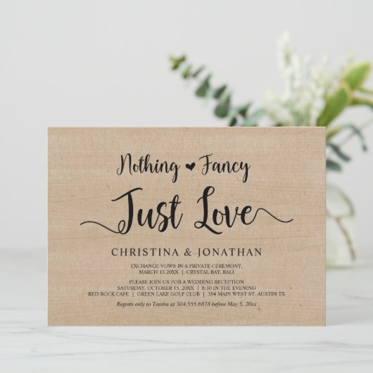 Nichts Extravagant, nur Liebe, rustikales Holz, En Einladung (Stehend Vorderseite)