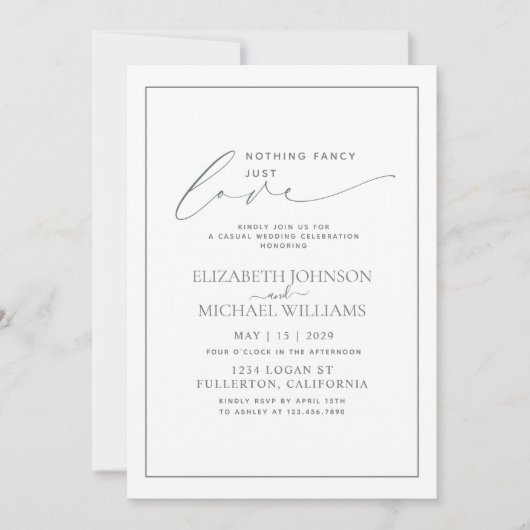 Nichts Extravagant nur Liebe Sage Green Lässig Hoc Einladung (Vorderseite)