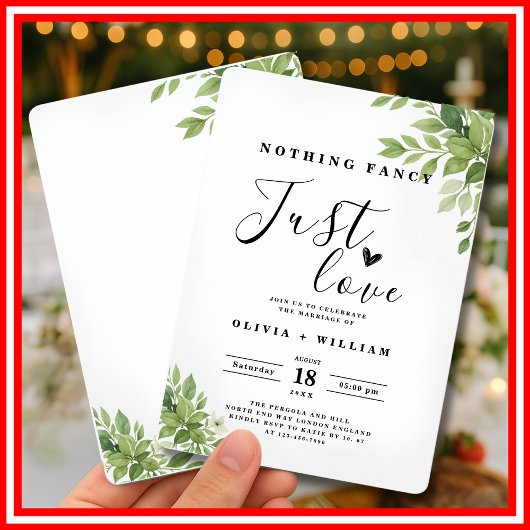 Nichts Extravagant nur Liebe Sage Green Wedding Einladung
