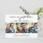 Nichts Extravagant Nur Liebe Save the Date 3 Foto Einladung (Stehend Vorderseite)